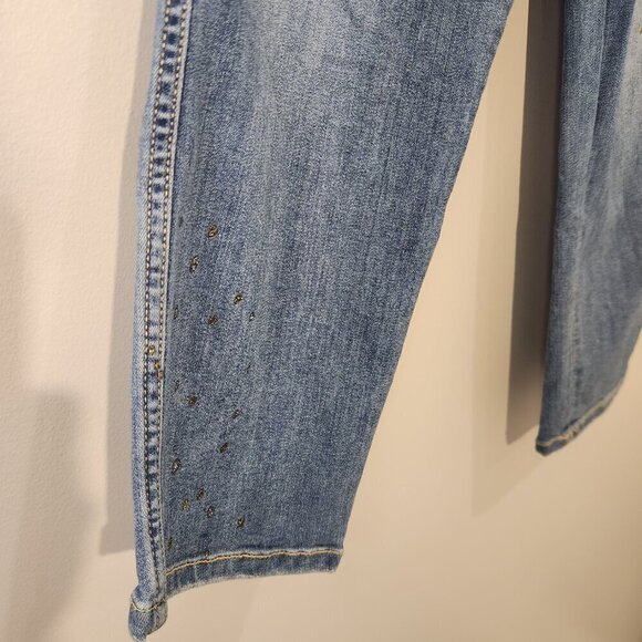 Sanctuary Denim Modern Straight Crop High Rise Painted Jeans - Size 28 - Picture 4 of 9